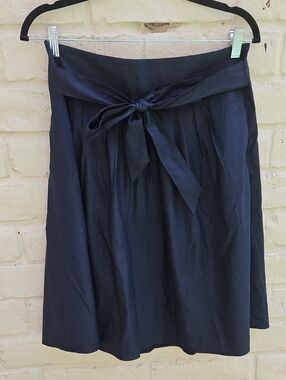 Ann Taylor Navy A-Line Tie-Waist Skirt